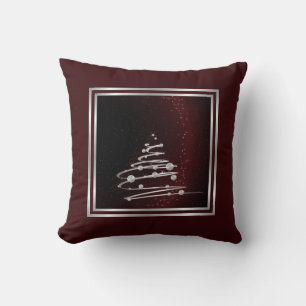 Silver Abstract Christmas Tree On Red Cushion
