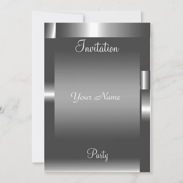 Silver abstract colour Party Invitation (Front)
