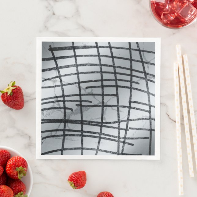 Silver Abstract Lines Napkins (Insitu)