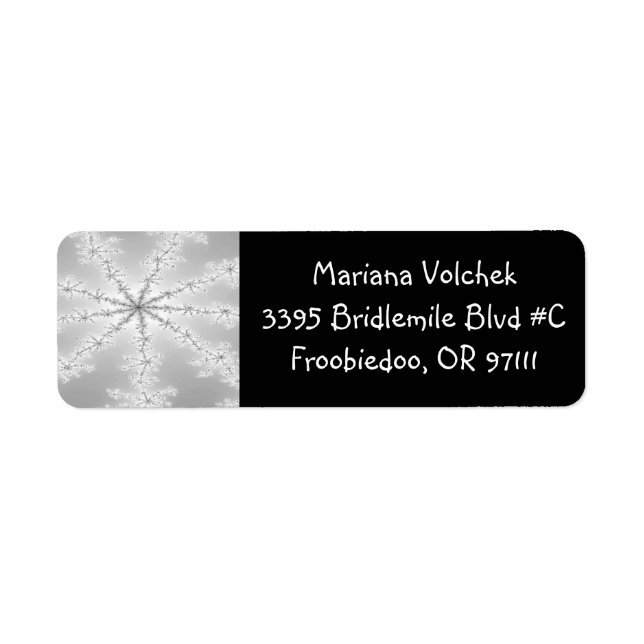 Silver Abstract Snowflake Return Address Label (Front)