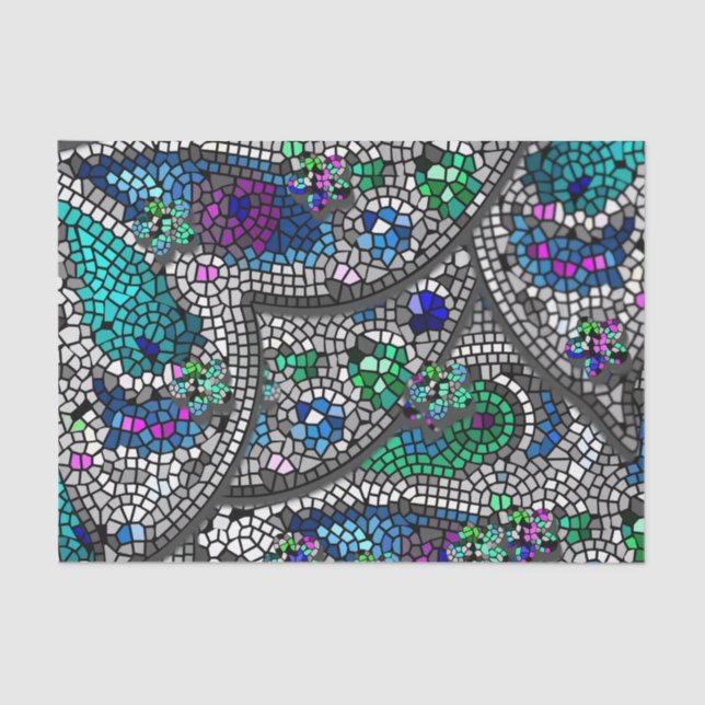Silver Accents Mosaic Art Tissue Paper (Front)