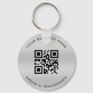 Silver Add Your Custom Business Qr Code Scan Key Ring