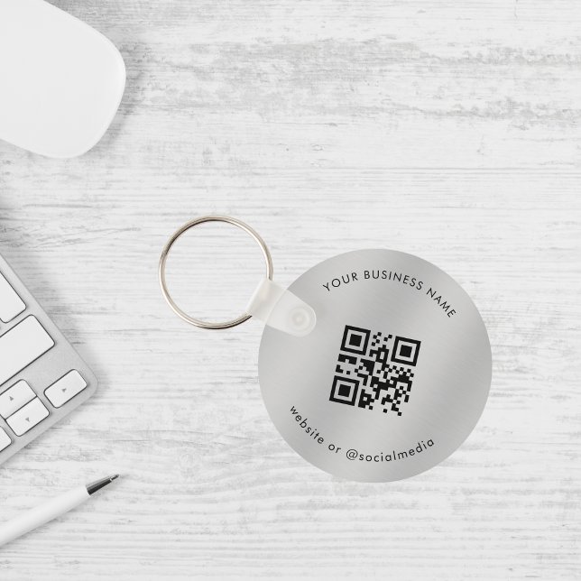 Silver | Add Your Custom Business Qr Code Scan Key Ring (Creator Uploaded)