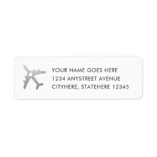 Silver Aeroplane Travel Return Address Label