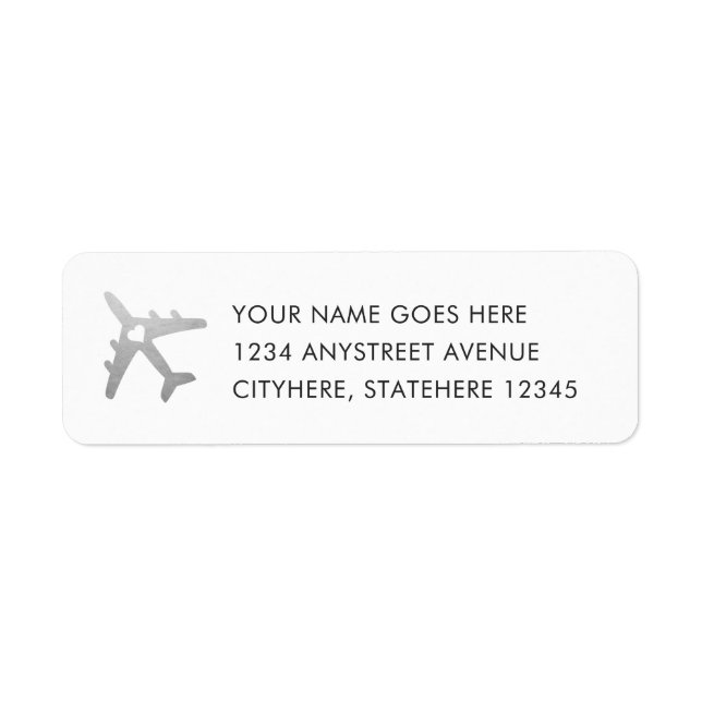 Silver Aeroplane Travel Return Address Label (Front)