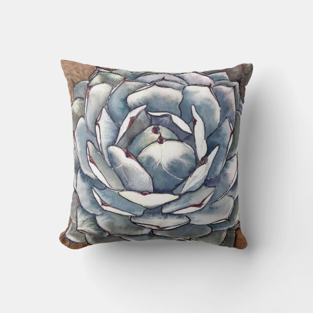 Silver agave throw pillow (Front)
