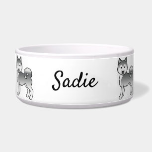 Silver Alaskan Malamute Cartoon Dogs & Custom Name