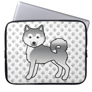 Silver Alaskan Malamute Cute Cartoon Dog Laptop Sleeve