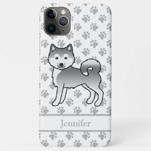 Silver Alaskan Malamute Cute Cartoon Dog & Name iPhone 11 Pro Max Case