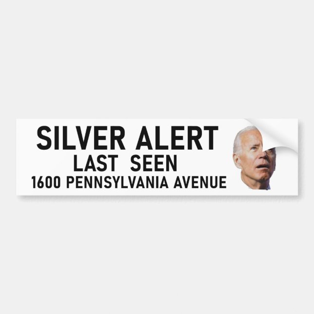 Silver Alert Joe Biden Bumper Sticker (Front)