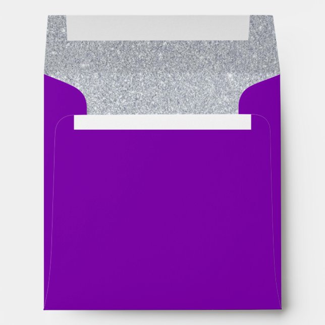 Silver and Amethyst Purple Sparkly Glitter Envelope (Back (Bottom))