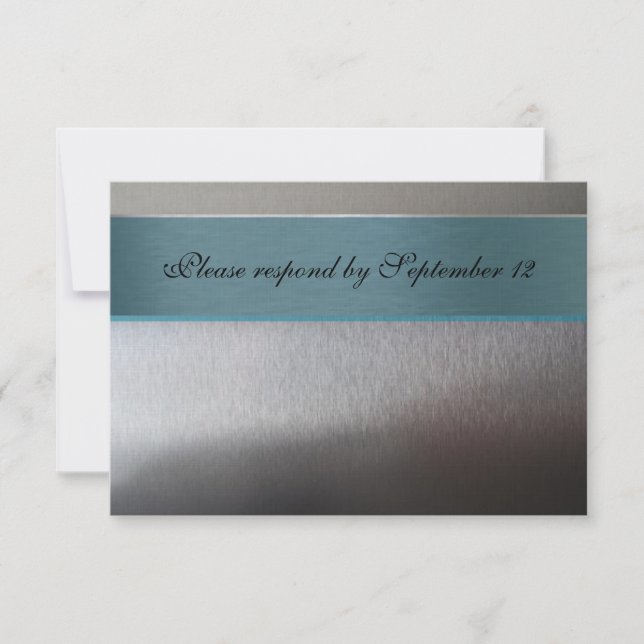 Silver and Aqua Blue rsvp with envelope Card (Front)