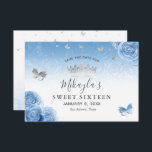 Silver and Bahama Blue Roses Elegant Save The Date<br><div class="desc">Looking for elegant save the date ideas that can be personalised for a silver and bahama blue party theme? Create your own beautiful princess themed stationery on these DIY template save the date invitations. The botanical art by Raphaela Wilson spotlights watercolor roses accented in pretty faux metallic silver, a crown...</div>