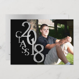 Silver and Black 2018 Photo Graduation Invitation