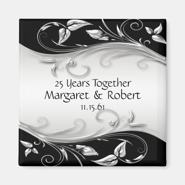 Silver and Black 25th Anniversary Magnet (Front)
