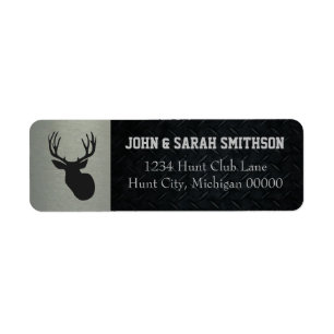 Silver and Black Antlered Deer Return Address Label