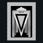 Silver and Black art Deco  Poster<br><div class="desc">Here is another Art Deco Poster/print I have created. In silver,  grey and black. Iconic Art Deco shape,  bordered by silver and grey deco pattern.
This would make a fabulous poster or print for your room. Especially if it is art deco themed.</div>