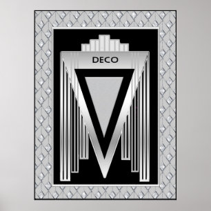Silver and Black art Deco  Poster