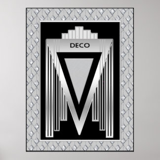 Silver and Black art Deco  Poster