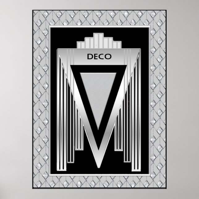Silver and Black art Deco  Poster (Front)