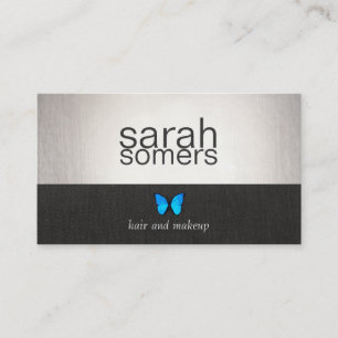 Silver and Black Blue Butterfly Salon and Spa Business Card