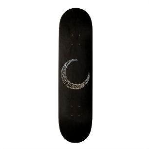 Silver And Black Celtic Crescent Moon Skateboard