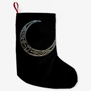 Silver And Black Celtic Crescent Moon Small Christmas Stocking