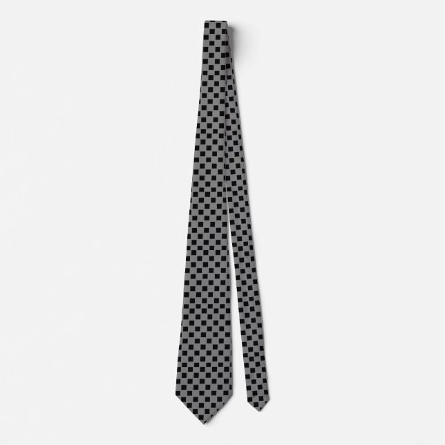 Silver and Black Checked Custom Tie (Front)