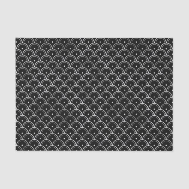 Silver and Black Circles Art Deco Pattern Tissue Paper (Front)