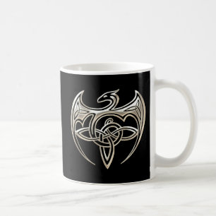 Silver And Black Dragon Trine Celtic Knots Art Coffee Mug