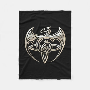 Silver And Black Dragon Trine Celtic Knots Art Fleece Blanket