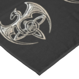 Silver And Black Dragon Trine Celtic Knots Art Tablecloth