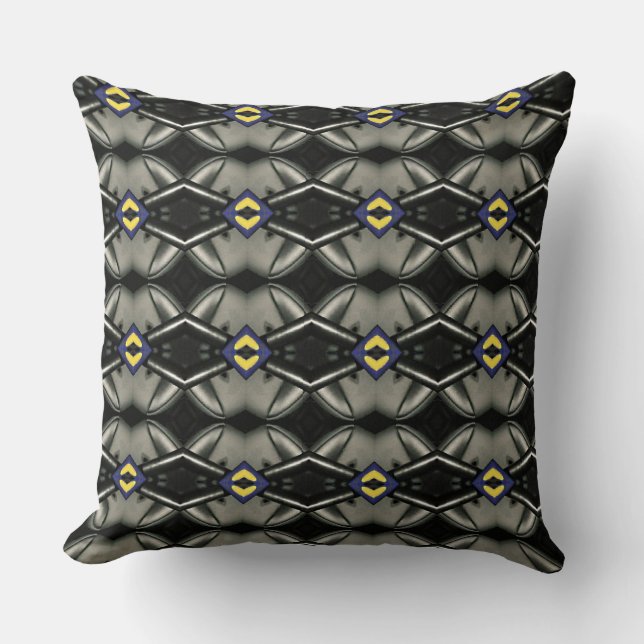 Silver and Black Duckling Head Design Throw Pillow (Front)