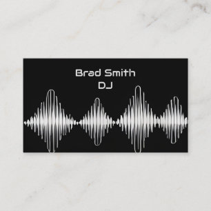 Silver and Black Equalizer Waves DJ Sound Tech Business Card