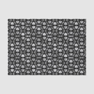 Silver and Black Floral Art Deco Pattern Tissue Paper