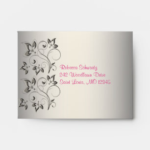 Silver and Black Floral Envelope for Reply Card