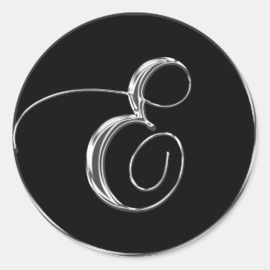 Silver And Black Formal Wedding Monogram E Seal