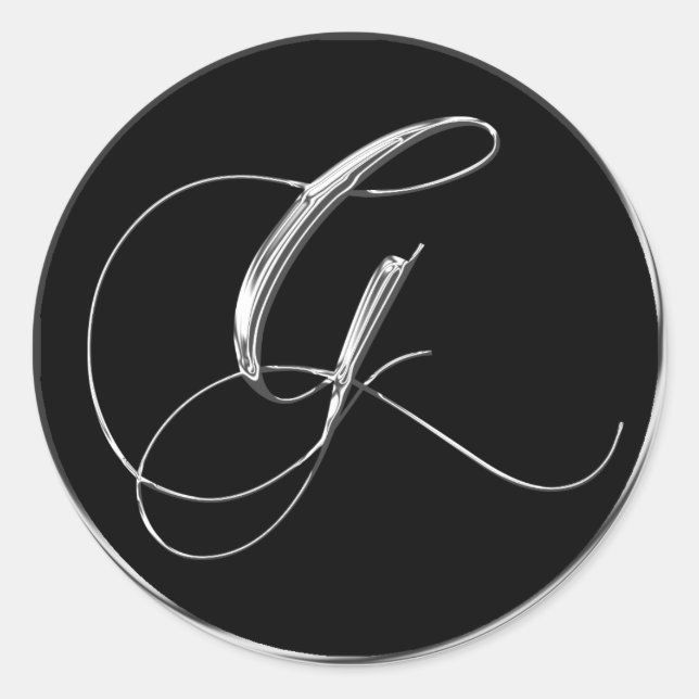 Silver And Black Formal Wedding Monogram G Seal (Front)