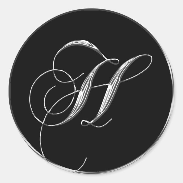 Silver And Black Formal Wedding Monogram H Seal (Front)