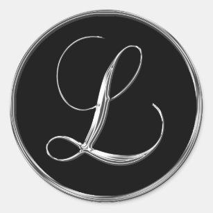 Silver And Black Formal Wedding Monogram L Seal