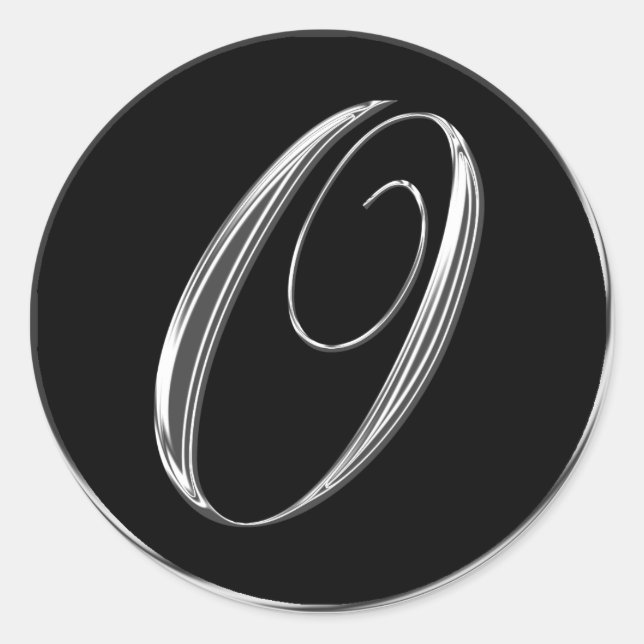 Silver And Black Formal Wedding Monogram O Seal (Front)