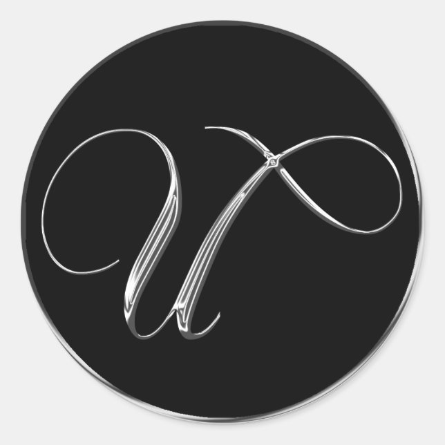 Silver And Black Formal Wedding Monogram U Seal (Front)