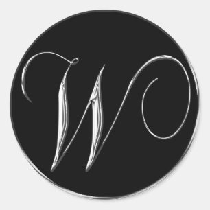 Silver And Black Formal Wedding Monogram W Seal