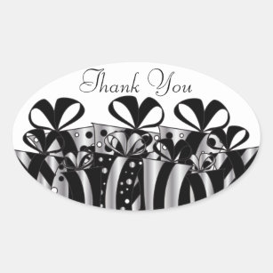 Silver and Black Gift Presents   Customise Oval Sticker
