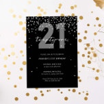 Silver and black glitter sparkle 21st birthday invitation<br><div class="desc">This goregous 21st invitation features silver sparkle discs on black background. For more advanced customisation of this design,  e.g. changing layout,  font or text size please click the "CUSTOMIZE" button above. Please contact me for any questions!</div>