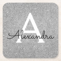 Silver and Black Glitter & Sparkle Monogram