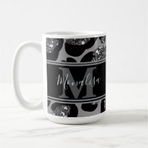 silver and black glittery monogramed personalised