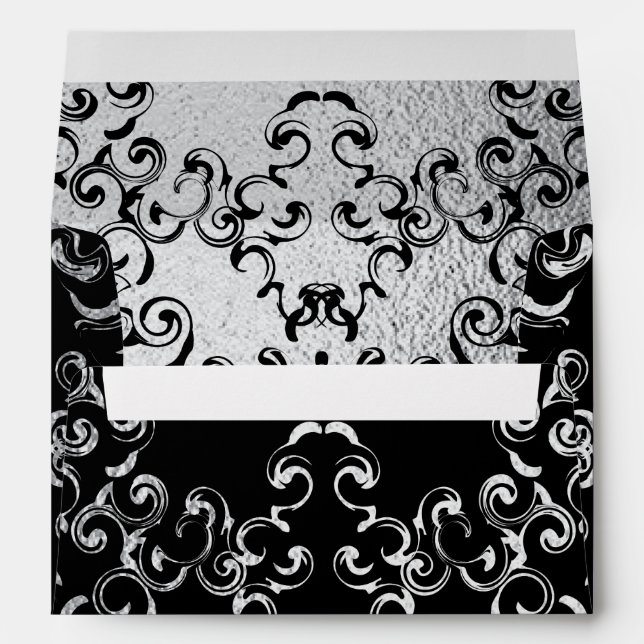 Silver and Black Gothic Wedding Envelope (Back (Bottom))