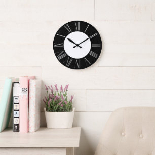 Silver and Black Large Clock