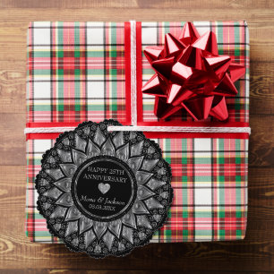 Silver And Black Mandala Wedding Anniversary  Tree Decoration Card